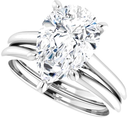 14K White  12x8 mm Pear Solitaire Engagement Ring Mounting (10)