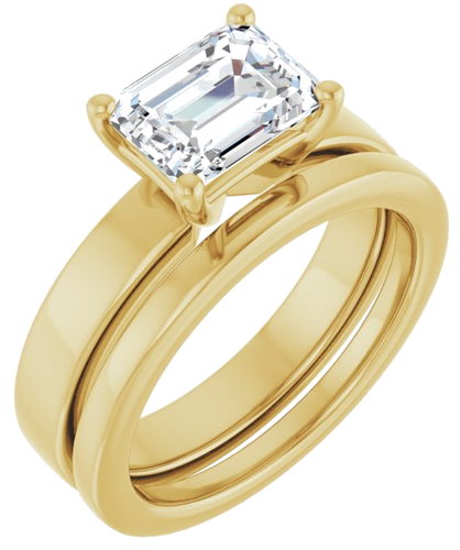 Sužadėtuvių Žiedas „Solitaire“ 585 Geltonojo Aukso Emerald 8mm x 6mm (6)