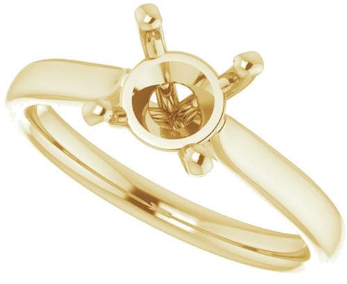 14K Yellow 7 mm Round Engagement Ring Mounting (5)