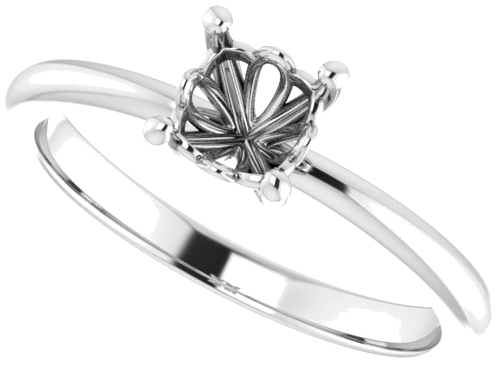 Sužadėtuvių Žiedas „Solitaire“ 585 Baltojo Aukso Cushion 5mm (5)