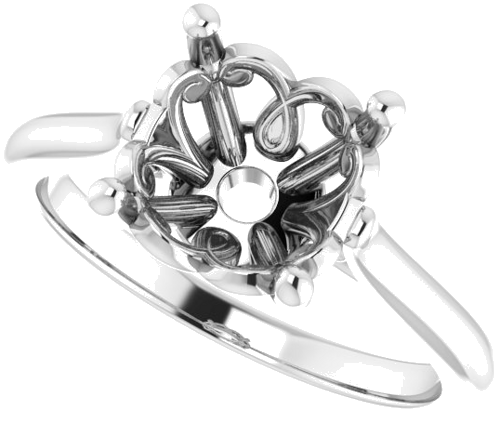 Platinum 9 mm Round Solitaire Engagement Ring Mounting (5)