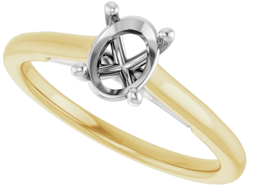 Sužadėtuvių Žiedas „Solitaire“ 585 Baltojo Ir Geltonojo Aukso Oval 7mm x 5mm (5)