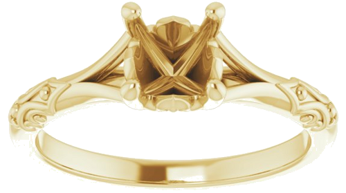 14K Yellow 6 mm Round Solitaire Engagement Ring Mounting (3)