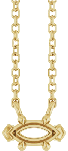 14K Yellow 6x3 mm Marquise 6-Prong V-End 18  Necklace Mounting (1)