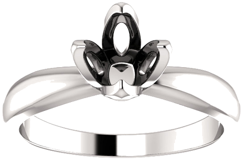 14K White 6.3-6.6 mm Round 4-Prong Tulipset® Solitaire Engagement Ring Mounting (3)