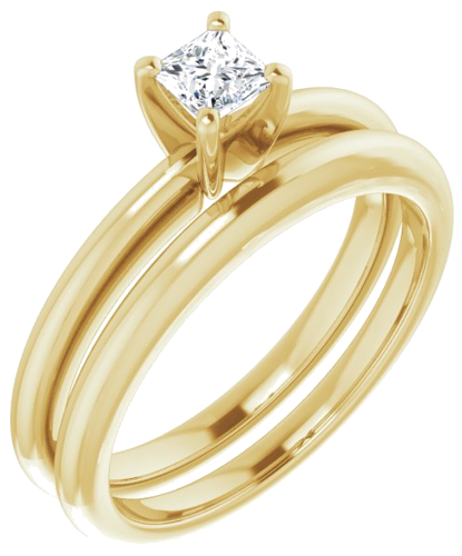 14K Yellow  3.5 mm Square Solitaire Engagement Ring Mounting (6)