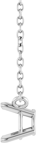 14K White 4 mm Square Solitaire 18   Necklace Mounting (3)