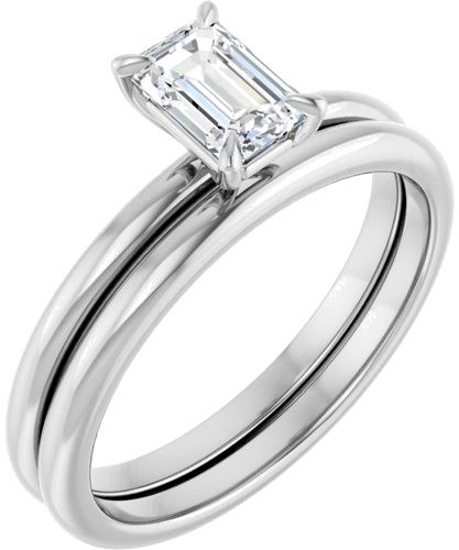 14K White  6x4 mm Emerald Solitaire Engagement Ring Mounting (6)