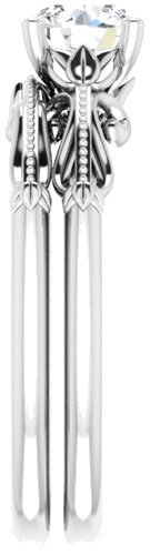 14K White 5.8 mm Round Sculptural-Inspired Solitaire Engagement Ring Mounting (9)