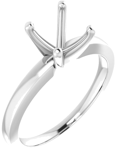 10K White 7.4 mm Round Solitaire Engagement Ring Mounting (1)