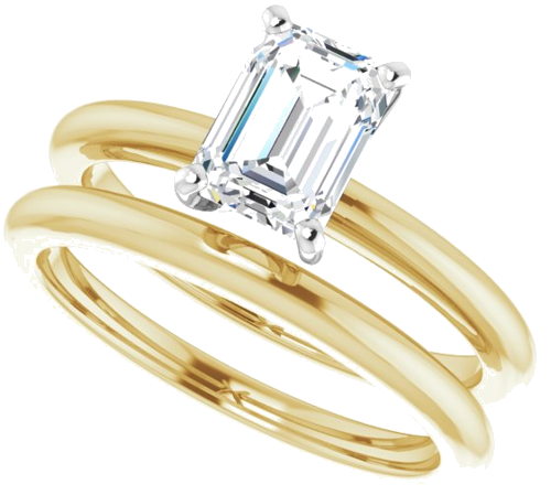 14K Yellow   White  7x5 mm Emerald Solitaire Engagement Ring Mounting (10)