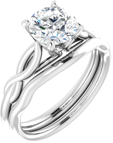 Sužadėtuvių Žiedas „Solitaire“ 585 Baltojo Aukso Round 7mm (6)