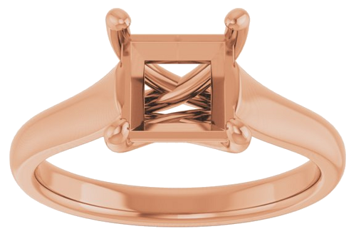 14K Rose 6.5 mm Square Solitaire Engagement Ring Mounting (3)