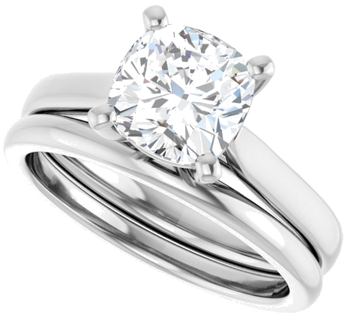 Sužadėtuvių Žiedas „Solitaire“ 585 Baltojo Aukso Cushion 7mm (10)