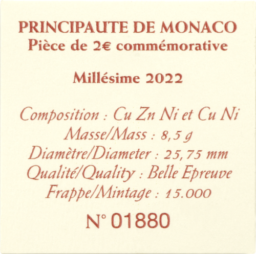 2022 Monakas Albert I 2 eurų Proof moneta dežutėje (6)