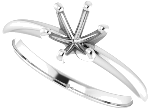 Sužadėtuvių Žiedas „Solitaire“ 585 Baltojo Aukso Round 6mm (5)