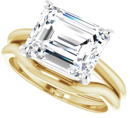 Sužadėtuvių Žiedas „Solitaire“ 585 Baltojo Ir Geltonojo Aukso Emerald 10mm x 8mm (10)