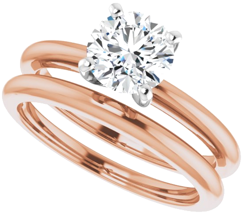 14K Rose   White  6.5 mm Round Solitaire Engagement Ring Mounting (10)