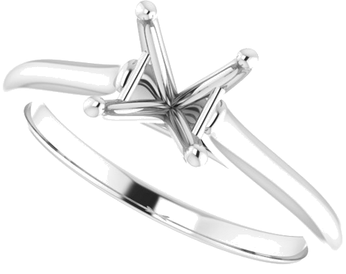 14K White 5 mm Square Solitaire Engagement Ring Mounting (5)