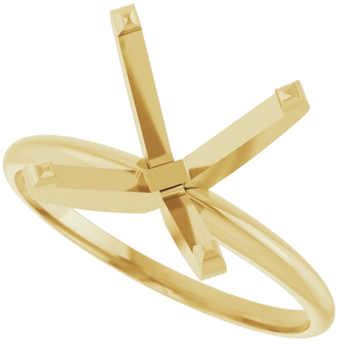 14K Yellow 8 x 8 mm Square Ultra-Lightweight Solitaire Engagement Ring Mounting (5)