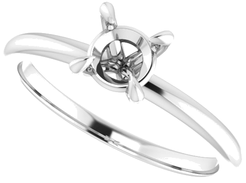 14K White  5.5 mm Round Solitaire Engagement Ring Mounting (5)