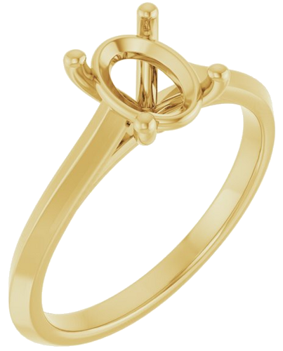 14K Yellow 8x6 mm Oval Solitaire Engagement Ring Mounting (1)