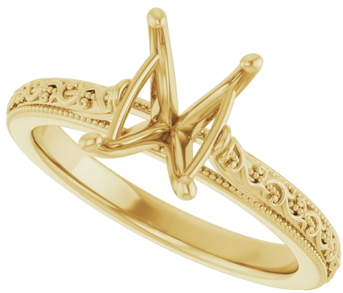 14K Yellow  8x6 mm Emerald Solitaire Engagement Ring Mounting (5)