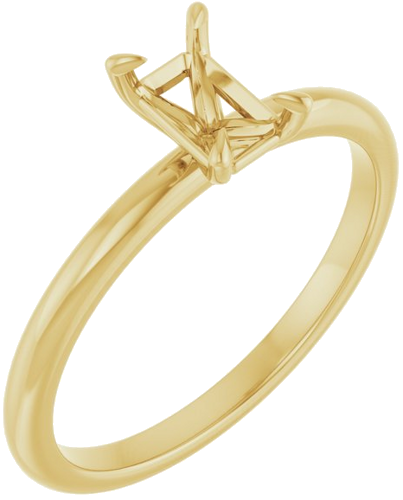 14K Yellow  6x4 mm Emerald Solitaire Engagement Ring Mounting (1)