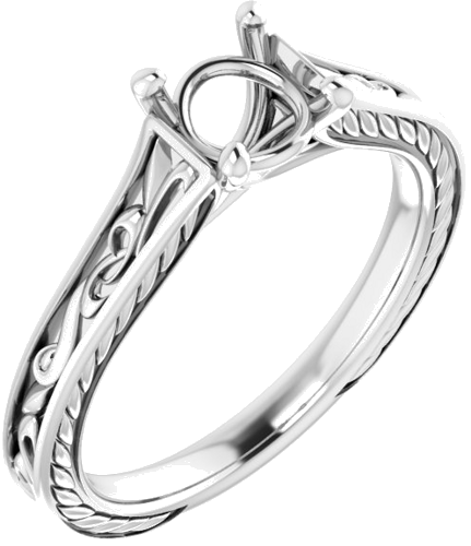 Sužadėtuvių Žiedas „Scroll Solitaire“ 925 Sidabro Round 6mm (1)