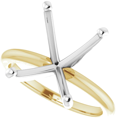 14K Yellow   White  12x10 mm Emerald Solitaire Engagement Ring Mounting (5)