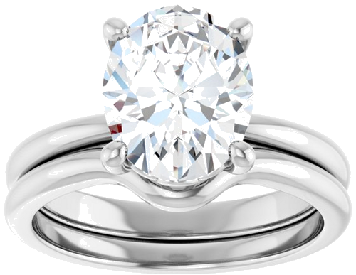 14K White 10x8 mm Oval Solitaire Engagement Ring Mounting (8)