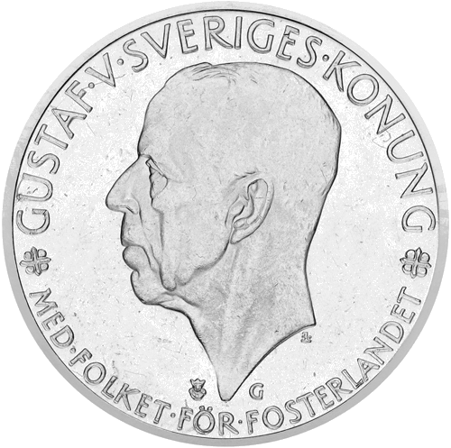 5 крон Король Густав V Шведский парламент 1935 Швеция серебряная монета (1)