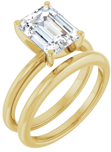 10K Yellow  9x7 mm Emerald Solitaire Engagement Ring Mounting (6)