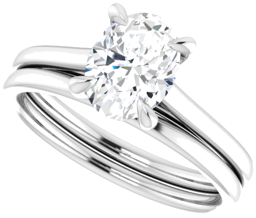 Sužadėtuvių Žiedas „Solitaire“ 585 Baltojo Aukso Oval 8mm x 6mm (10)