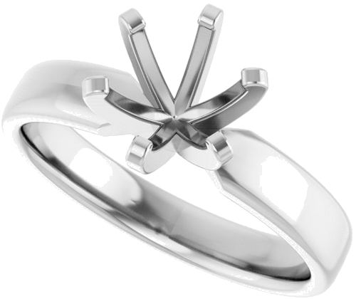 14K White 7 mm Round Solitaire Engagement Ring Mounting (5)