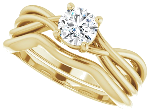 Sužadėtuvių Žiedas „Solitaire“ 585 Geltonojo Aukso Round 5.2mm (10)