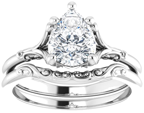 Sužadėtuvių Žiedas „Solitaire“ 585 Baltojo Aukso Pear Shape 8mm x 6mm (8)