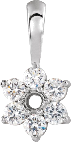14K White 1.7 mm Round 1 8 CTW Natural Diamond Semi-Set Pendant (1)
