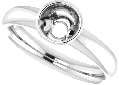 Sužadėtuvių Žiedas „Bezel-Set Solitaire“ 585 Baltojo Aukso Round 5.5mm (5)