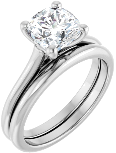 14K White 7 mm Cushion Solitaire Engagement Ring Mounting (6)