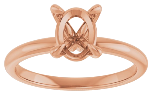 Sužadėtuvių Žiedas „Solitaire“ 585 Rožinis Aukso Oval 8mm x 6mm (3)