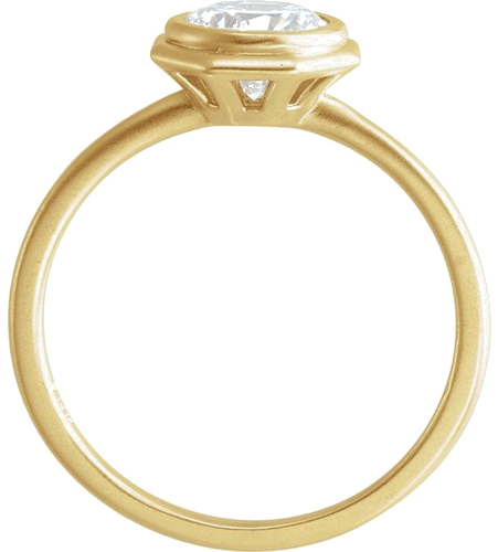 14K Yellow 6.5 mm Round Bezel-Set Solitaire Engagement Ring Mounting with Bead Blast Finish (4)