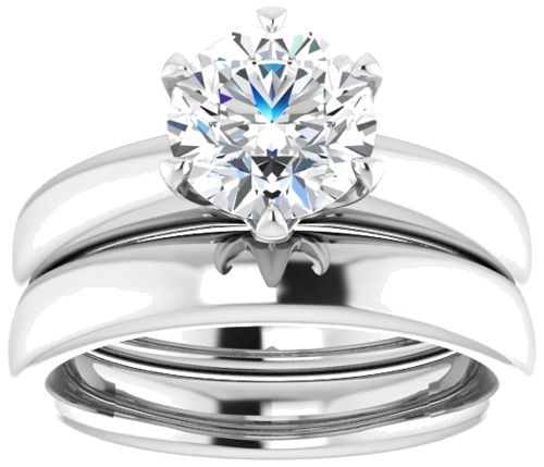 14K White 7.4 mm Round Engagement Ring Mounting (8)