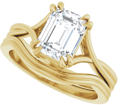 Sužadėtuvių Žiedas „Solitaire“ 585 Geltonojo Aukso Emerald 8mm x 6mm (10)