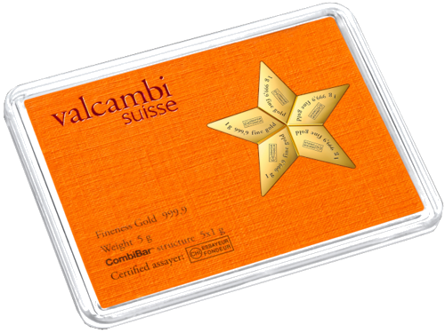 5 x 1 g CombiBar™ Gold STAR Investment Gold Bars Valcambi (3)