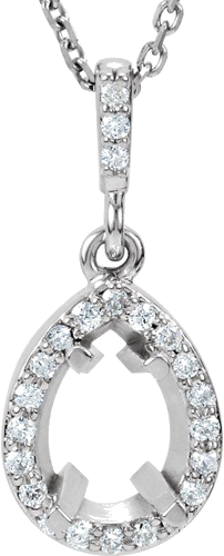 Pakabukas „Halo-Style“ 585 Baltojo Aukso Pear Shape 7mm x 5mm (1)