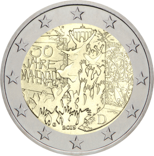 2019 Vokietija Berlyno siena 2 eurų moneta (1)