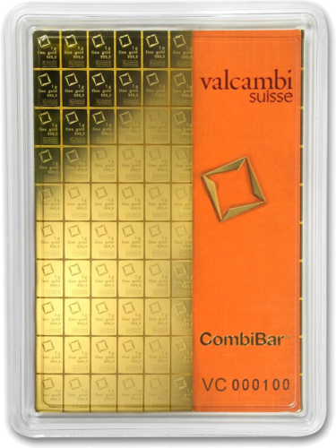 100 x 1 гр. CombiBar™ Инвестиционни златни кюлчета Valcambi (2)