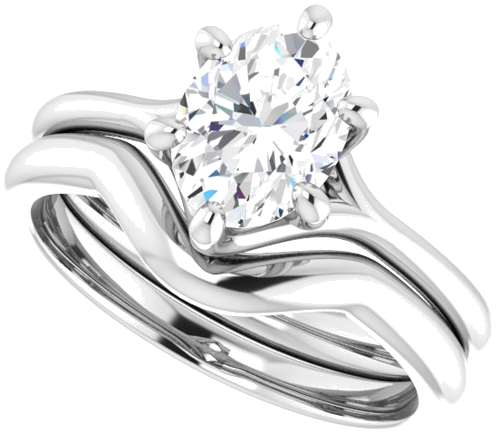 14K White 8x6 mm Oval Engagement Ring Mounting (10)