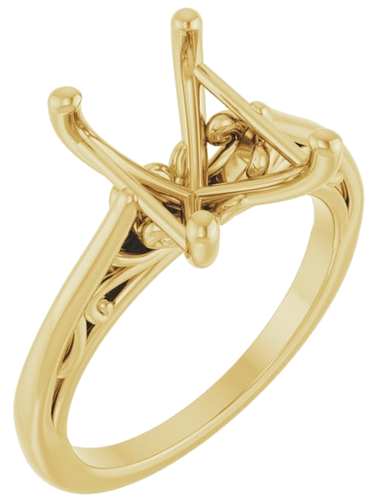 14K Yellow 10x8 mm Emerald Solitaire Engagement Ring Mounting (1)